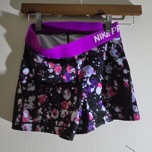 Nike Women's Athletic Shorts - Black and Purple Splatter